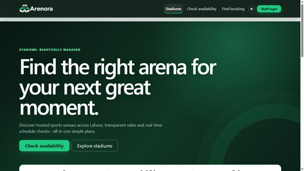 Arenora interface preview