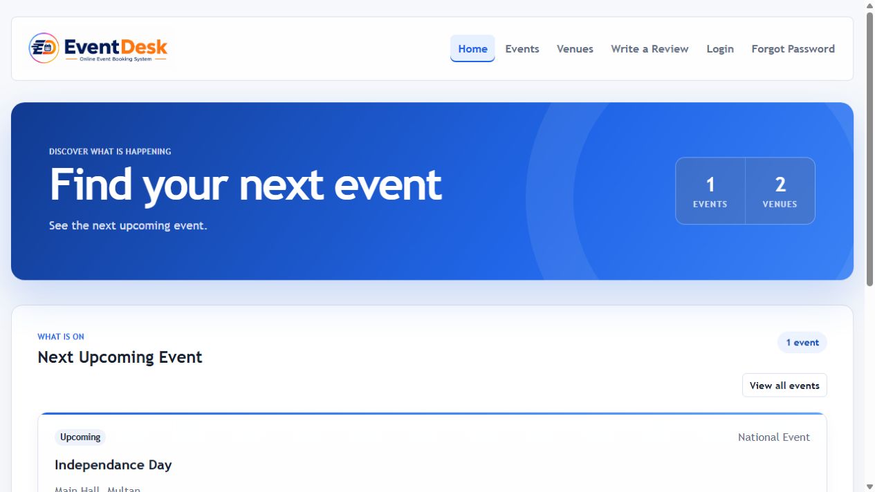 EventDesk Focused event booking and gate operations system interface