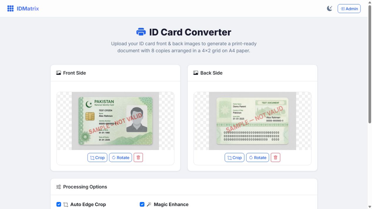 IDMatrix Privacy-conscious ID card print production system interface